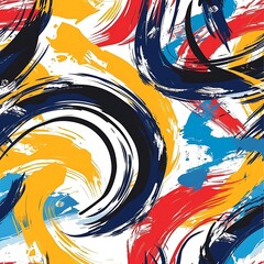 Wall Mural - Vector seamless pattern featuring wavy and swirled brush strokes, with bold curved lines and squiggles creating a dynamic and eye-catching design, suitable for wallpaper or banner backgrounds.
