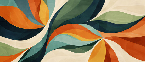 Fototapete - 
Abstract background with colorful leaves in the style of paper cut art, in beige and brown colors, in the style of painting,