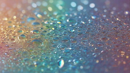 Poster -  fluid or gel texture with a colorful and reflective shimmering iridescent background