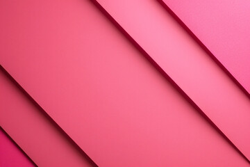 Poster - A flat lay of three pink paper sheets arranged at an angle, creating geometric shapes on the solid color background. The sheets have sharp edges and a glossy finish, adding to their elegance. 