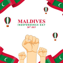 Wall Mural - Vector illustration of Maldives Independence Day social media feed template
