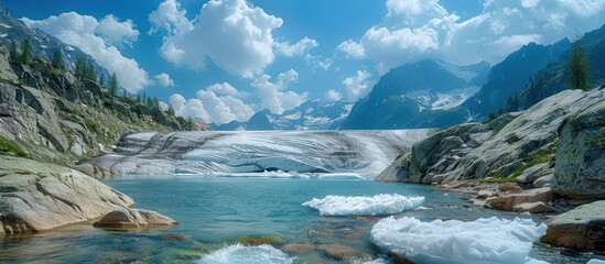 Wall Mural - Glacial Lake in the Swiss Alps