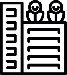 Poster - Line art icon of a data center building with two engineers standing on top of it