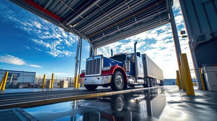 Safety check of large American truck in progress