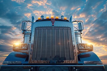 Close-Up View of a Shiny Truck Face