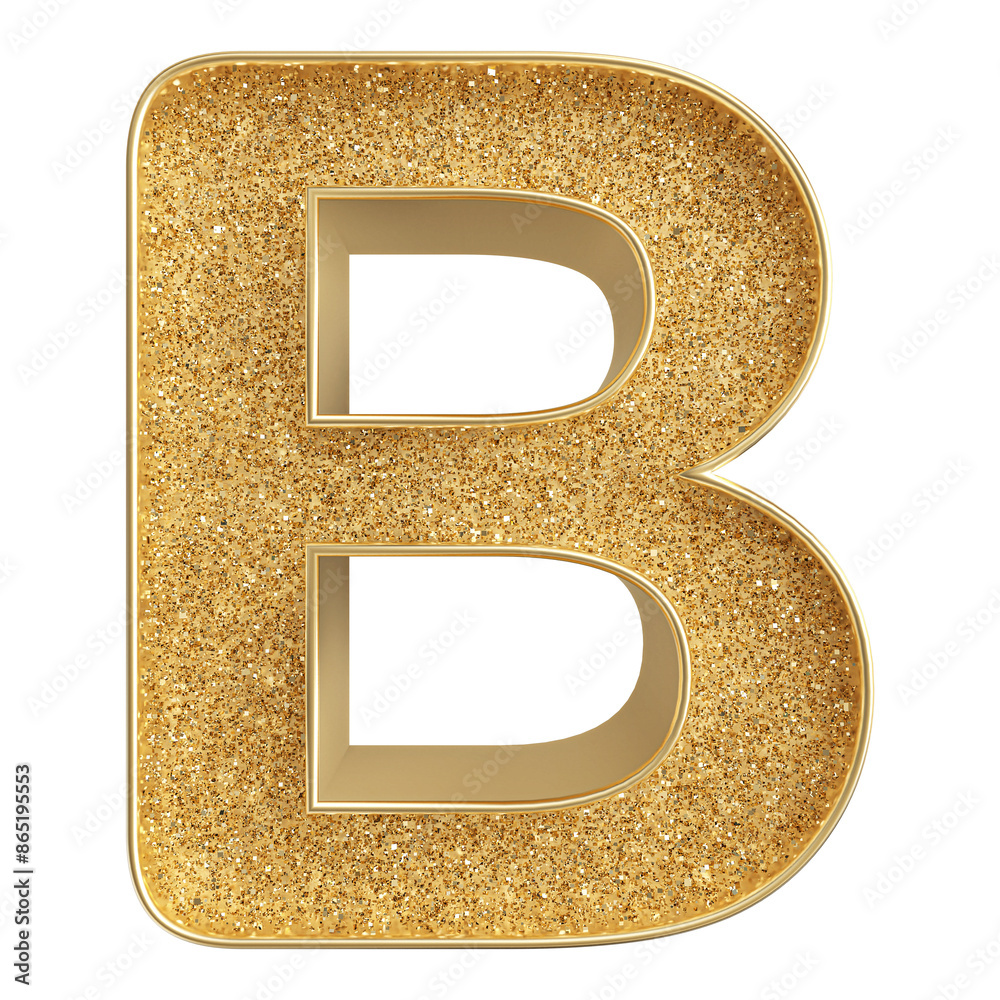 Gold Glitter 3D Font Letter B uppercase Stock Photo | Adobe Stock
