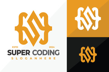 Sticker - Letter S Coding Logo design vector symbol icon illustration