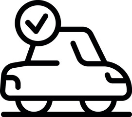 Aufkleber - Line icon of a car with a check mark, representing a car passing quality control