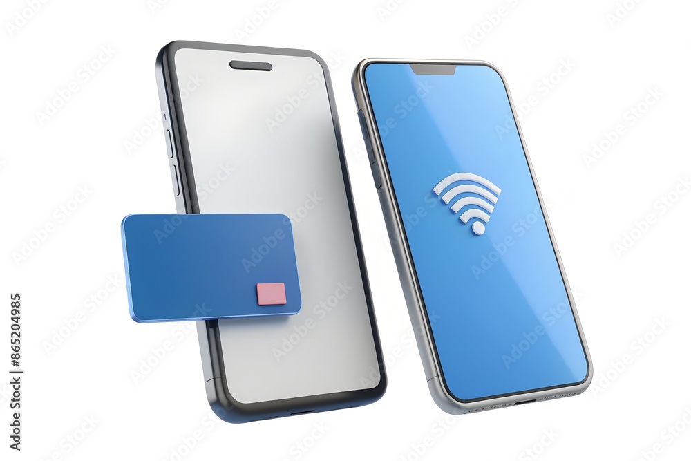Contactless payment by credit card and mobile phone banking empty ...