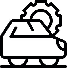Poster - Line icon of a car with a gear over it, representing car maintenance and repair services