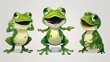© Farid - Male frog cartoon character mascot design, including flat and line art design, isolated on white background, vector clip art illustration.