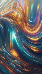 Poster -  fluid or gel texture with a colorful and reflective shimmering iridescent background