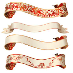 chinese light color scroll paper ribbon banner vector design transparent png