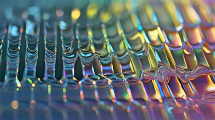 Poster -  fluid or gel texture with a colorful and reflective shimmering iridescent background