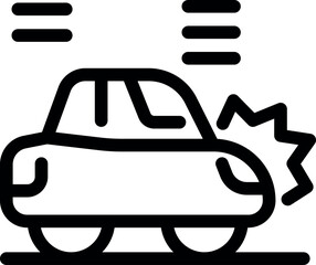 Sticker - Line icon of a car getting damaged in an accident, a simple design