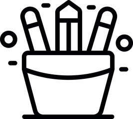 Poster - Line art icon of pencils and pens in a pot, representing creativity and organization