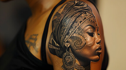 Wall Mural - beautiful African Queen tattoo