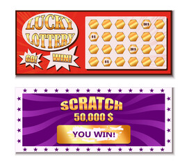 Wall Mural - realistic scratch card horizontal card set