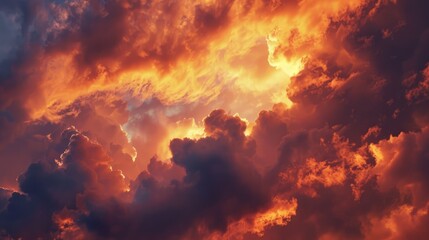 Wall Mural - dramatic cloudy sky during sunset