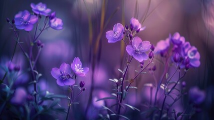 Wall Mural - Purple flowers in a natural wild setting during the summer season