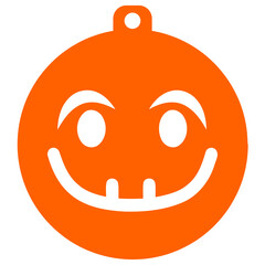 Canvas Print - An orange pumpkin-shaped ornament with a smiling face