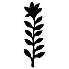 Wall Mural - Black silhouette of a plant with leaves