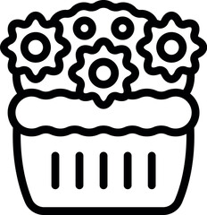 Poster - Line art icon of gears growing from a basket, representing the concept of innovation
