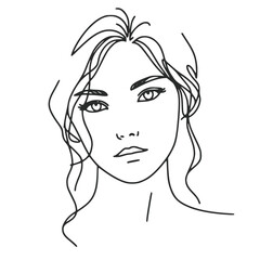 Beautiful Woman  one-line art drawing vector