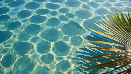 Wall Mural - Calm water surface with shadows of palm leaves creating abstract patterns on a sunny day, calm and touristic background, tropical vacation