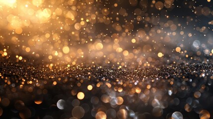 Abstract background with bokeh lights in gold and silver, perfect for festive or celebratory designs.