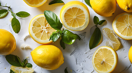 fresh lemon atop down view background poster 