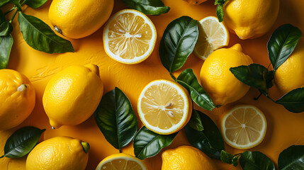 fresh lemon atop down view background poster 