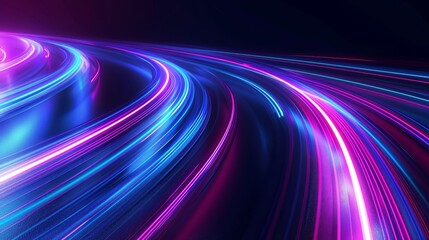 Poster - Colorful light motion speed background, motion blur long time effect, laser sparkling on dark scene, fast moving to futuristic, 3D render Technology neon light speed effect glowing trails texture.