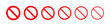 © Munnacreativehub - Set of red ban symbol. Set of prohibition sign. Stop symbol. Red ban icon. Prohibition vector icon set. No or ban red sign. Vector illustration.