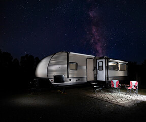 Wall Mural - Milky Way rising over an RV