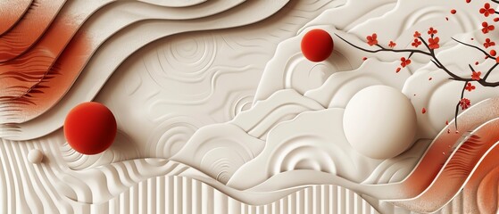 Wall Mural - Abstract modern background modern illustration with Japanese icon. Poster design with Asian theme template.
