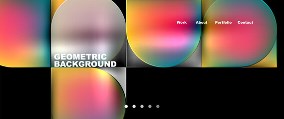 Aufkleber - Bright colorful squares with round elements minimal geometric background. Vector Illustration For Wallpaper, Banner, Background, Card, Book Illustration, landing page