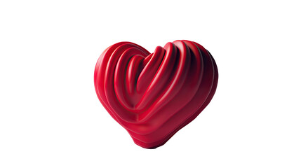 red three dimensional heart shape isolated on transparent white background.