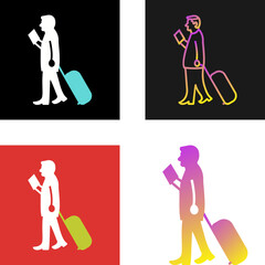 Wall Mural - Walking with Luggage Vector Icon