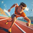 © Karina - Determined Runner in Orange Sprinting on Track
