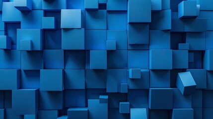 Poster - An abstract wallpaper using blue 3D shapes. 3D Render.