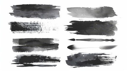 Wall Mural - Set of black watercolor brushes for your design, modern and stylish.