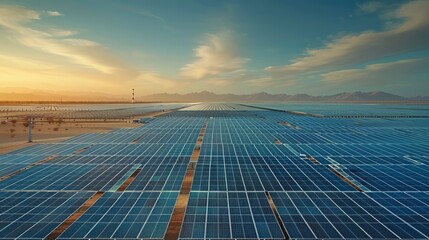 Poster - Huge solar energy plant, green energy, industry. view from above. Generative AI.