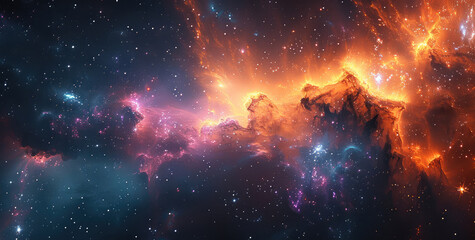 Aufkleber - Abstract Cosmic with Nebulae and Star. Generative AI.