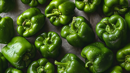 Canvas Print - fresh green pepper Top down view background poster 