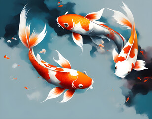 Abstract koi oil painting illustration background 