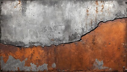 Wall Mural - Cracked and aged concrete wall, with rough brown lines and grunge texture