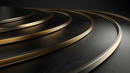 Wall Mural - black background with golden wave