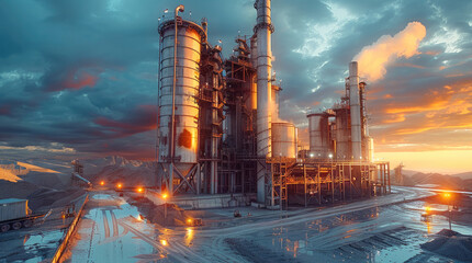 Aufkleber - Asphalt plant operating. Generative AI.