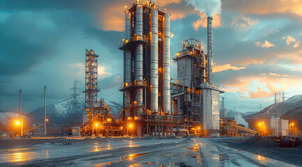 Aufkleber - Asphalt plant operating. Generative AI.